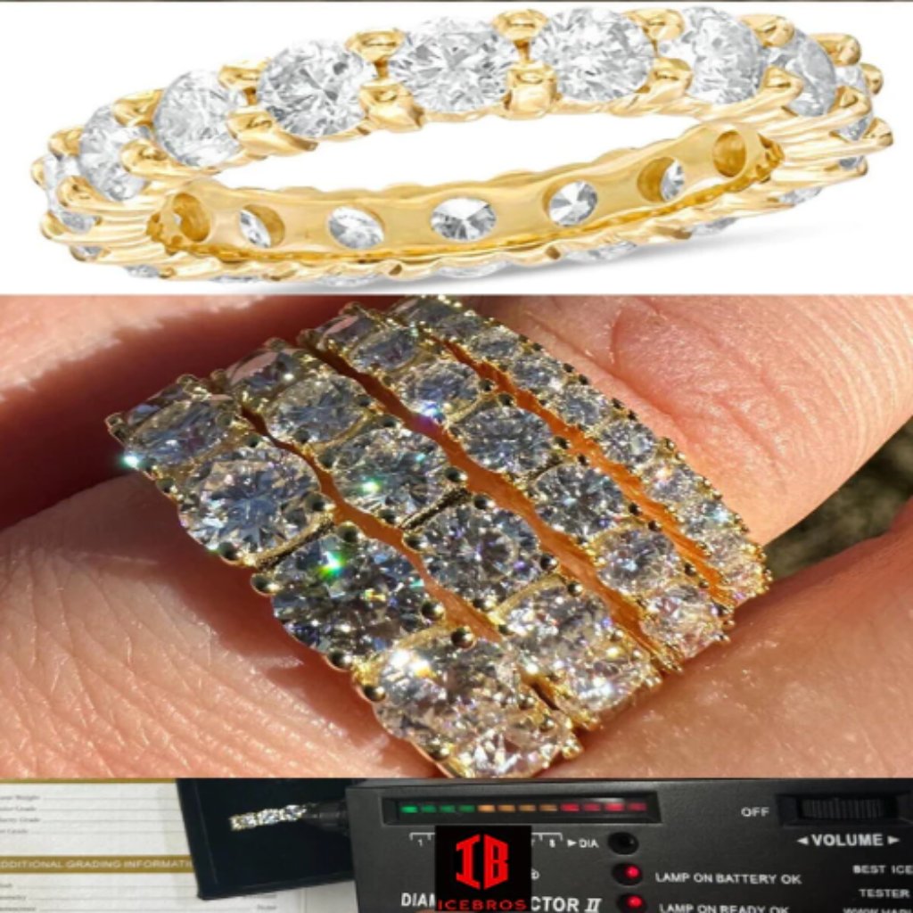 5mm (4-12) Icebros 14k Gold 925 Silver Eternity Band Wedding Ring